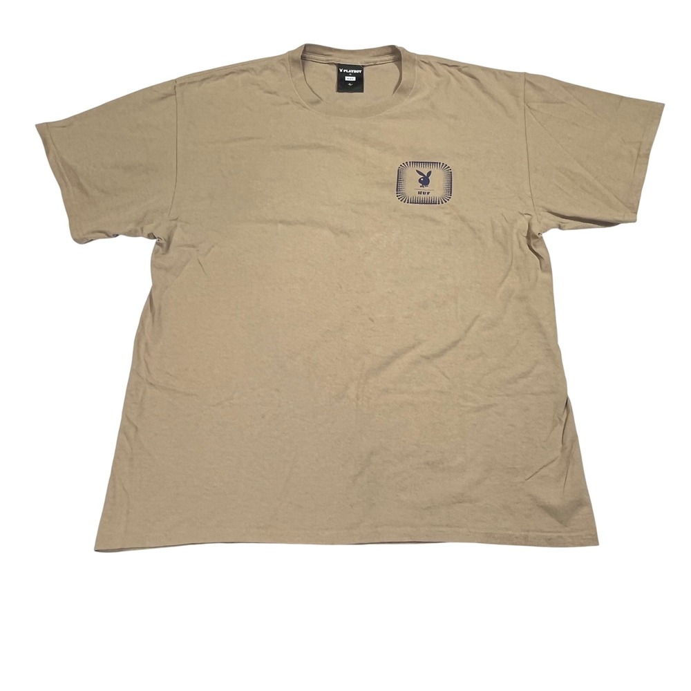 HUF Playboy T-Shirt Mens‎ Large Tan Graphic Pinup Skate Streetwear
